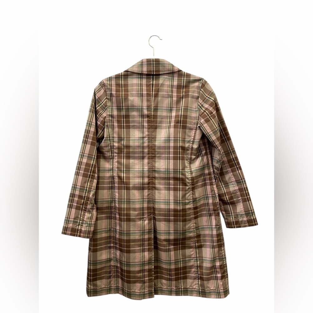 GAP Plaid Lightweight Trench in Brown, Pink & Green - Picture 2 of 4